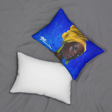 Load image into Gallery viewer, Blue and Gold Spun Polyester Lumbar Pillow

