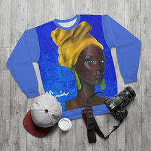 Load image into Gallery viewer, Blue and Gold AOP Unisex Sweatshirt
