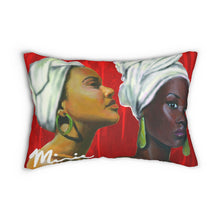 Load image into Gallery viewer, Red and White Spun Polyester Lumbar Pillow
